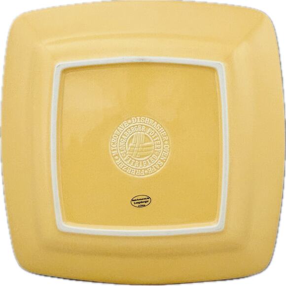 Longaberger Pottery Soft Square Dinner Plate Butternut Yellow 11" - Picture 3 of 6